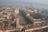Vista dall'alto di piazza Sordello – Cantiere Cupola di S.Andrea