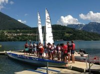 Un momento dell'attività sportiva sul lago di Caldonazzo